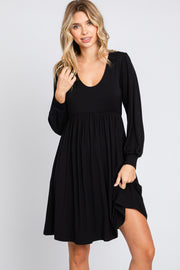 Black Long Puff Sleeve Dress