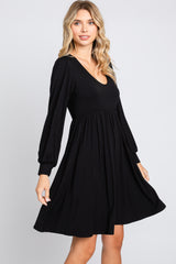 Black Long Puff Sleeve Dress