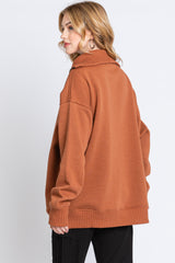 Camel High-Neck Fleece Pullover