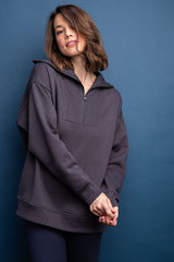 Charcoal High-Neck Maternity Fleece Pullover