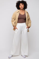 Ivory Soft Fleece Wide Leg Lounge Pants