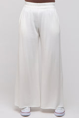 Ivory Soft Fleece Wide Leg Lounge Pants