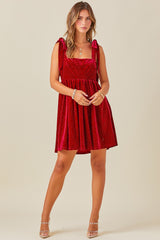 Red Velour Sparkle Rhinestone Dress