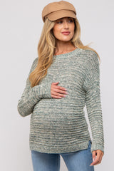 Light Olive Open Weave Maternity Sweater