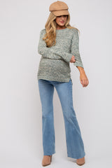 Light Olive Open Weave Maternity Sweater