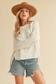 White Cable Knit Sweater