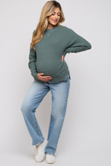 Sage Knit Side Slit Maternity Sweater