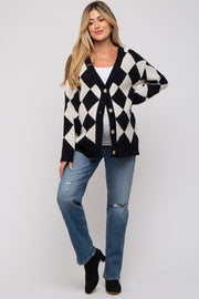 Black Argyle Soft Knit Maternity Cardigan