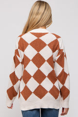 Camel Argyle Soft Knit Maternity Cardigan