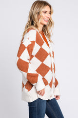 Camel Argyle Soft Knit Cardigan