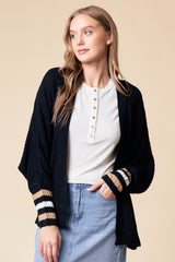 Black Striped Dolman Sleeve Maternity Cardigan