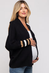 Black Striped Dolman Sleeve Maternity Cardigan