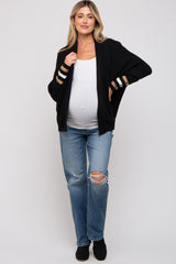 Black Striped Dolman Sleeve Maternity Cardigan