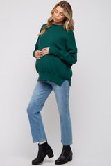 Emerald Knit Mock Neck Maternity Sweater