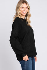 Black Ribbed Cuff Sweater