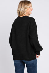 Black Ribbed Cuff Sweater