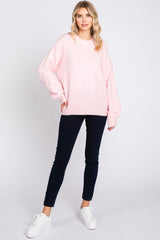 Pink Ribbed Cuff Sweater