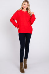 Red Ribbed Cuff Sweater