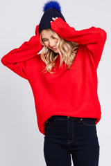 Red Ribbed Cuff Sweater