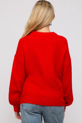 Red Ribbed Cuff Maternity Sweater