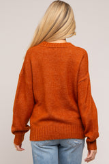 Rust Ribbed Cuff Maternity Sweater