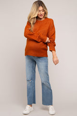 Rust Ribbed Cuff Maternity Sweater