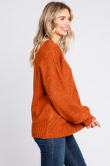 Rust Ribbed Cuff Sweater