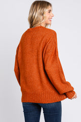 Rust Ribbed Cuff Sweater