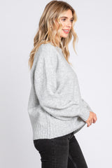 Silver Ribbed Cuff Sweater