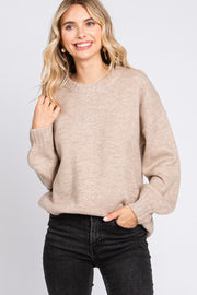 Taupe Ribbed Cuff Sweater