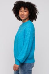 Blue Bubble Sleeve Sweater