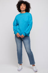 Blue Bubble Sleeve Sweater