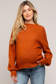 Camel Bubble Sleeve Maternity Sweater