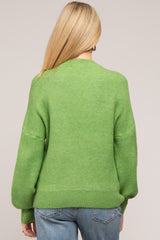 Green Bubble Sleeve Maternity Sweater