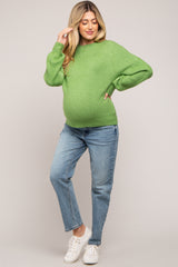 Green Bubble Sleeve Maternity Sweater