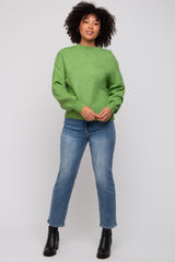 Green Bubble Sleeve Maternity Sweater