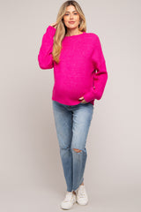 Fuchsia Bubble Sleeve Maternity Sweater