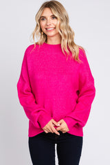 Fuchsia Bubble Sleeve Maternity Sweater