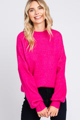 Fuchsia Bubble Sleeve Sweater