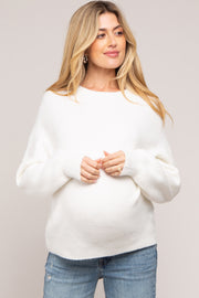 Ivory Bubble Sleeve Maternity Sweater