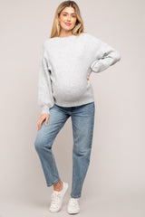 Silver Bubble Sleeve Maternity Sweater