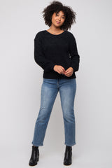 Black Fuzzy Soft Knit Maternity Sweater