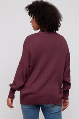 Plum Basic Ribbed Cardigan Sweater