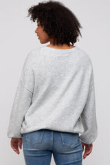 Heather Grey Basic Drop Shoulder Sweater