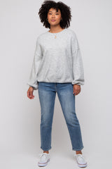 Heather Grey Basic Drop Shoulder Sweater