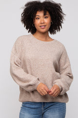 Taupe Basic Drop Shoulder Maternity Sweater