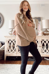 Mocha Knit Exposed Seam Maternity Sweater