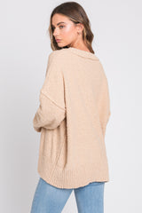 Beige Knit Exposed Seam Sweater