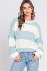 Blue Striped Brushed Maternity Sweater