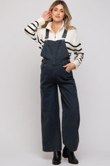 Faded Black Front Pocket Maternity Overalls